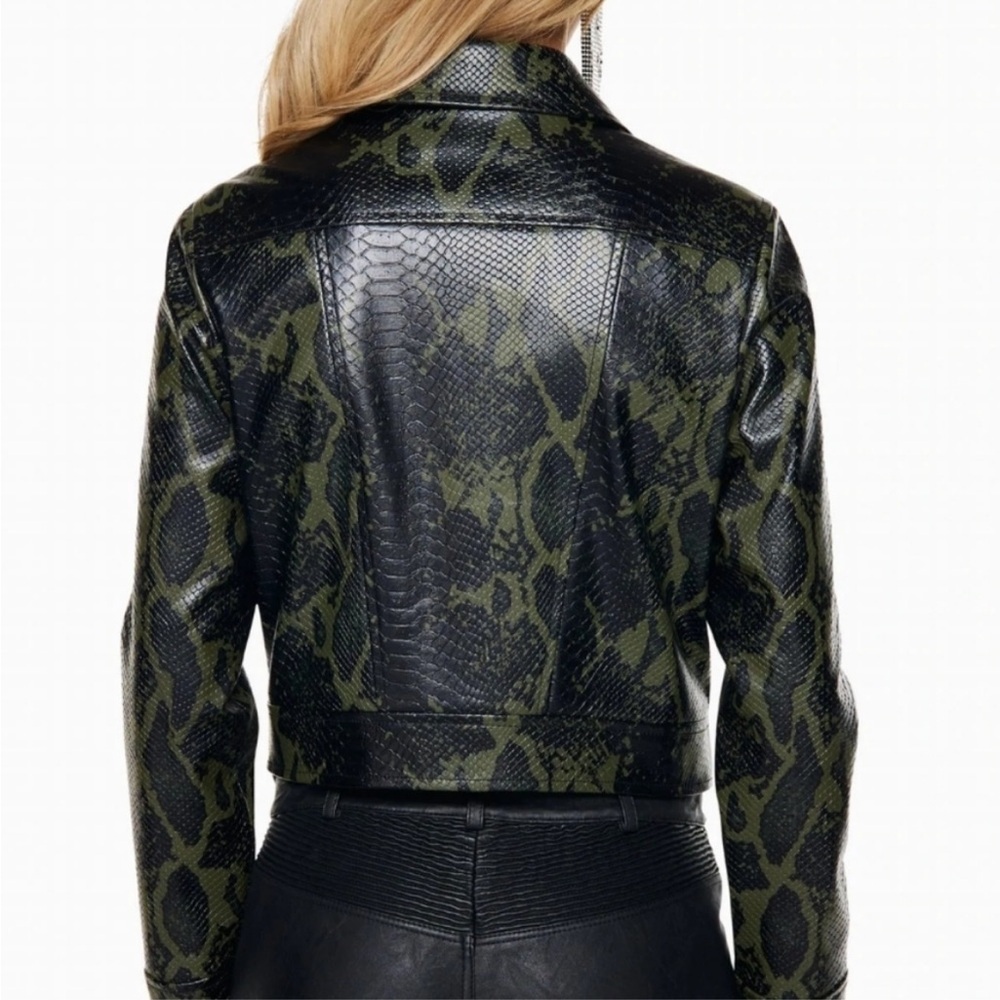 Ramy Brook Kane Snakeskin Animal Print Faux Leather Moto Biker Jacket Size S - Picture 5 of 16